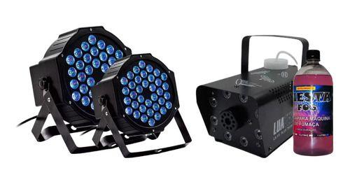 Imagem de Kit Máquina De Fumaça 750w 8 Leds 110v + 2 Canhão 36 Leds