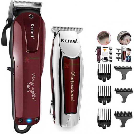 Kit Máquina Kemei 2600 + Acabamento Km 9163 Profissional Menor preço em Kit Máquina Kemei 2600 + Acabamento Km 9163 Profissional