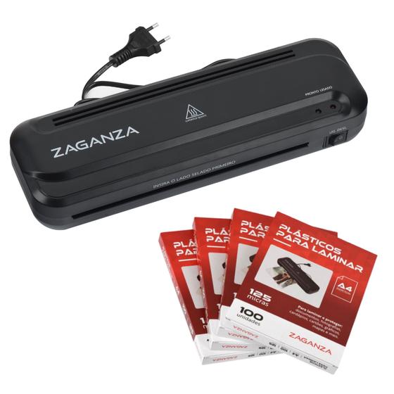 Imagem de Kit Máquina Plastificadora A4 220v + 100 Plástico De Plastificar