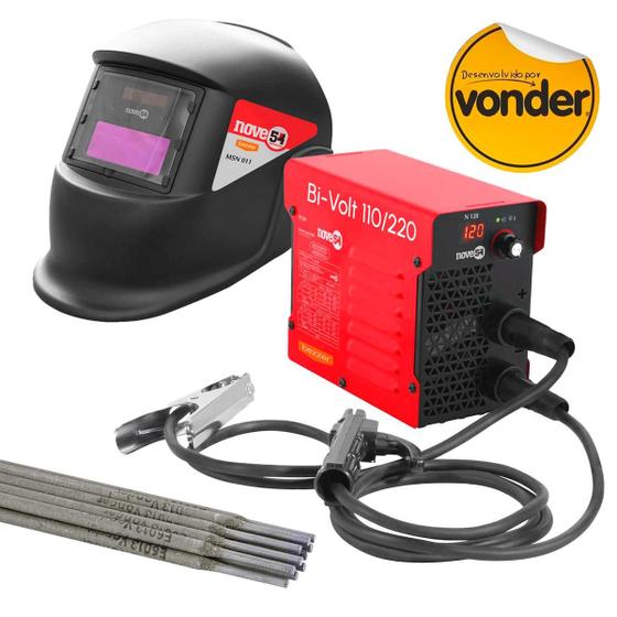 Imagem de Kit Maquina Solda Inversora 120a Bivolt Com Máscara Automática e Acessório