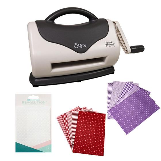 Kit Máquina Texture Boutique Sizzix + Papéis Cartão e Placa de Emboss Máquina de Cortar Tecido