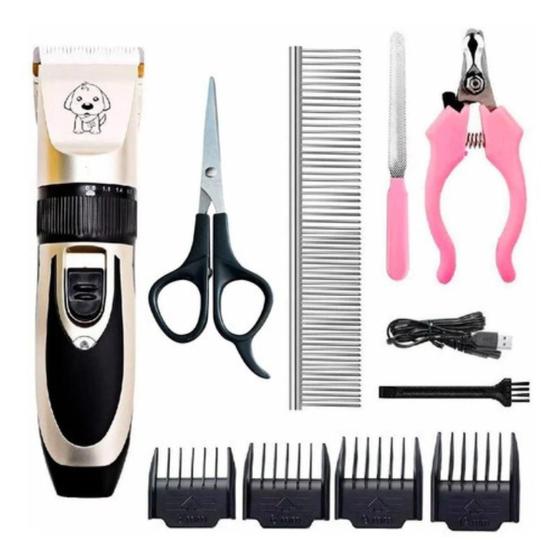 Imagem de Kit Maquina Tosa Cão Cortador Pelo Animal Pets Pente Lixa FZF-230 BIVOLT