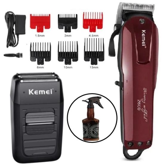 Imagem de Kit Maquinas Elétricas Barbeiro Cortar Cabelo Potente 110/220V Barbeador Shaver