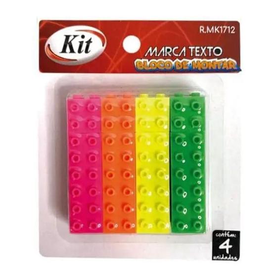 Imagem de Kit Marca Texto Bloco de Montar 4 Cores - Kit