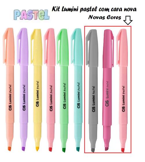 Imagem de Kit Marca Texto Cis Lumini Pastel C/9 cores ! Novidade