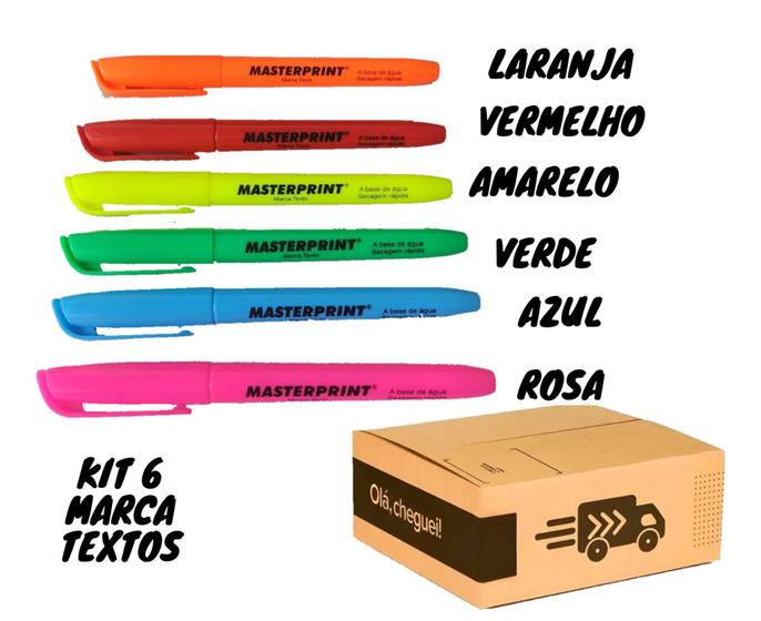 Imagem de Kit marca texto com 6 cores Neon Masterprint