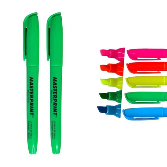Imagem de Kit Marca Texto Cor Verde Neon Com 2 Unidades Masterprint Grifa Destaca