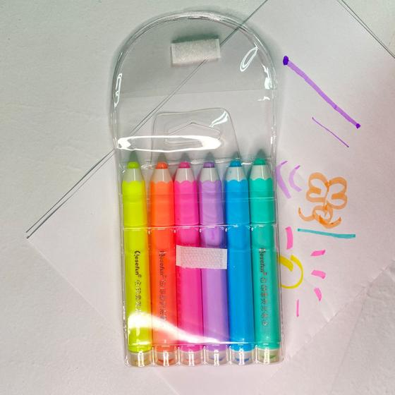 Imagem de Kit marca texto divertido modelo lápis material escolar/escritório