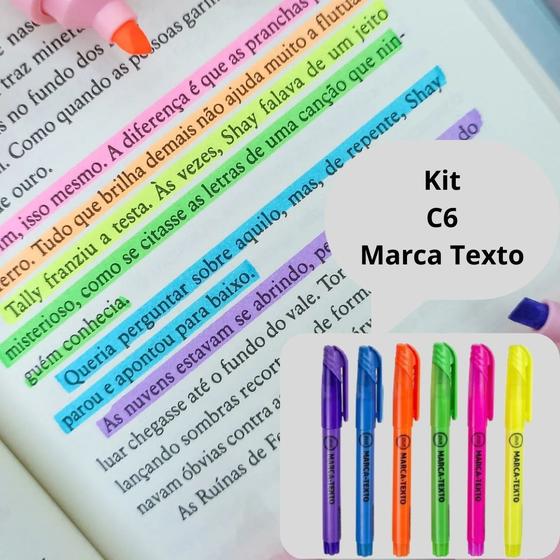 Imagem de Kit Marca Texto Fluorescente com 6 unidades