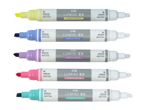 Imagem de Kit Marca Texto Lumini EX Apagável 5 Cores Pastel - CIS