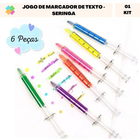 Imagem de Kit Marcador de Texto em Formato de Seringa (6 Peças)