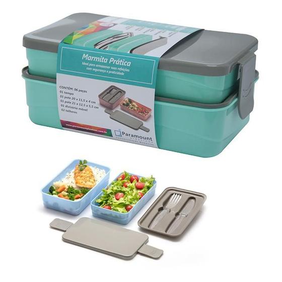 Imagem de Kit Marmita Prática Divisórias Com Talher -  Azul