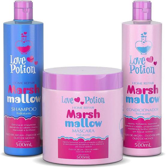 Imagem de Kit marshmallow - shampoo + máscara + condicionador  500ml love potion