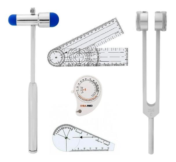 Imagem de Kit Martelo Neuro Buck + Diapasão 256hz + Trena Corporal + Goniometro Pequeno E Grande