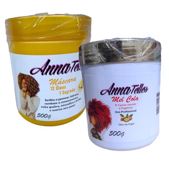 Imagem de Kit Máscara 12 Óleos + Mel Cola 500G Argan Anna Telles