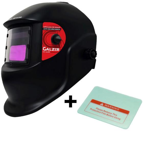 Imagem de KIT Máscara De Solda Automática Com Regulagem DIN 9 a 13 - Galzer - SV + Lente De Proteção