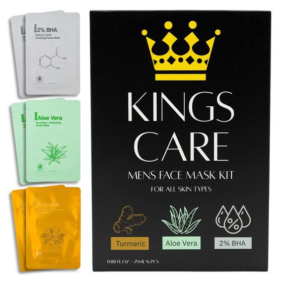 Imagem de Kit Máscara Facial Kings Care - Antiacne com Turmeric, Aloe Vera e BHA 2%