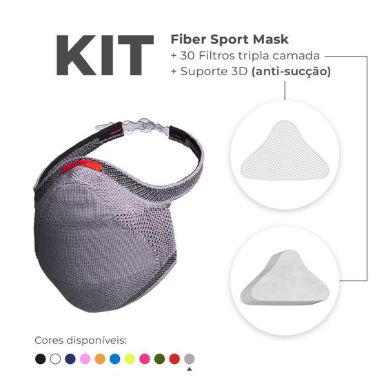 Imagem de KIT Máscara FIBER Knit Sport + 30 Filtros de Proteção + Suporte