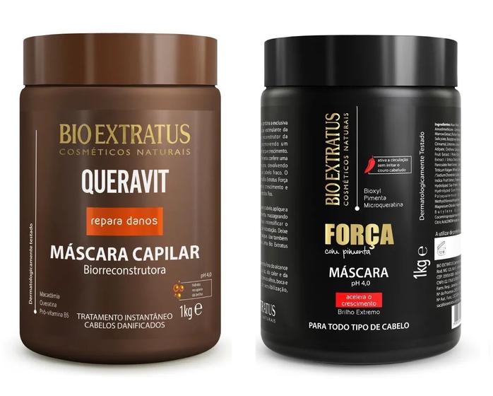 Imagem de Kit Máscara Força Com Pimenta + Queravit 1kg Bio Extratus