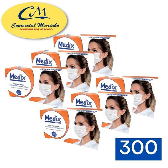 Kit Mascara Medix Tripla Com Elástico e Filtro 6/caixas 50un Máscara