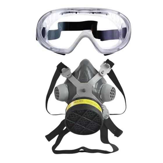 Kit Máscara Respirador Facial e Óculos de Proteção Ampla Visão Spider EPI Menor preço em Kit Máscara Respirador Facial e Óculos de Proteção Ampla Visão Spider EPI