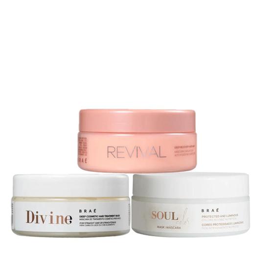 Imagem de Kit Máscara Revival, Divine e Soul Color 200ml - Braé