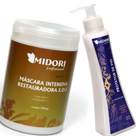 Imagem de Kit Máscara Sos 1kg + 1 Protetor de Fio Midori Profissional