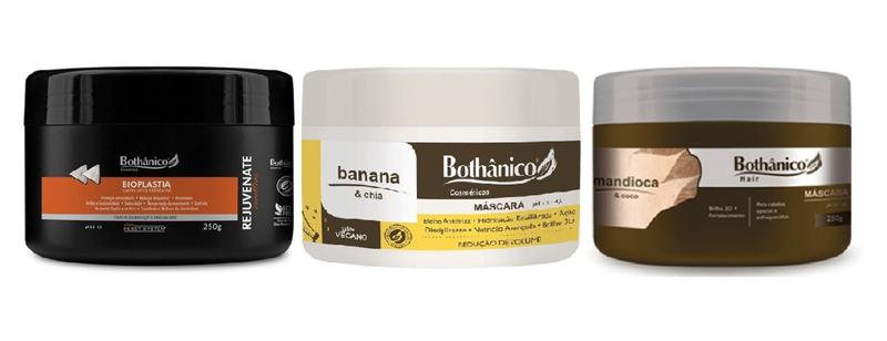 Imagem de Kit Máscaras Banana, Bioplastia e Mandioca e Coco 250g Bothânico Cosméticos