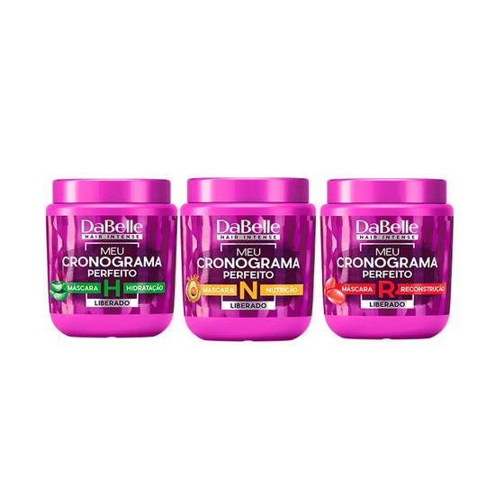 Kit Máscaras Capilar DaBelle Meu Cronograma Perfeito com 3 unidades de