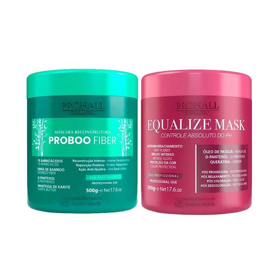 Imagem de Kit Máscaras Equalize Mask + Proboo Fiber Prohall 500g