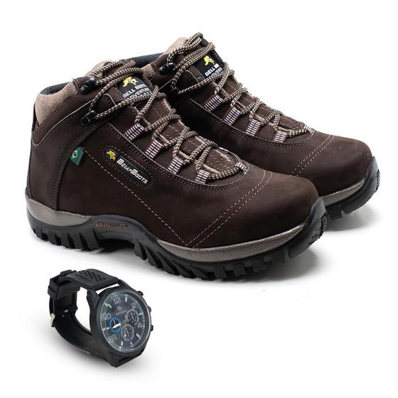 Imagem de Kit Masculino Bota Adventure Couro + Relógio Analógico