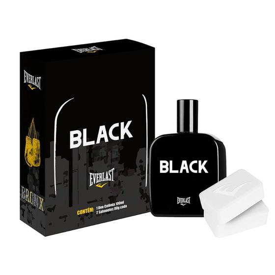 Imagem de Kit Masculino Everlast Black (1 Colônia 100ml + 2 Sabonetes)