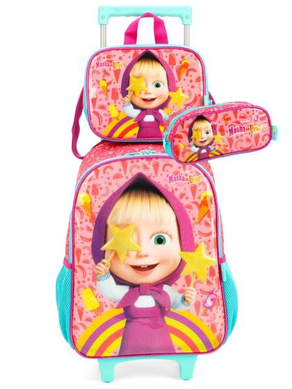 Kit Masha E O Urso Disney Mochila De Rodinha + Lancheira Pk - Luxcel ...