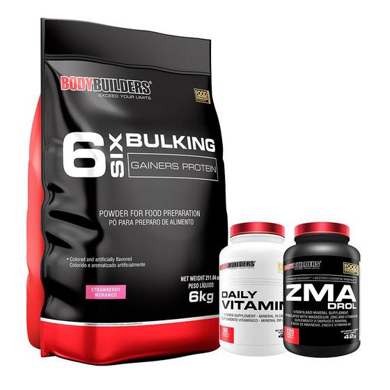 Imagem de Kit Massa Extrema - Hipercalórico 6 Six Bulking 6kg + ZMA 120 Cáps + Daily Vitaminico 90 Cáps - Bodybuilders