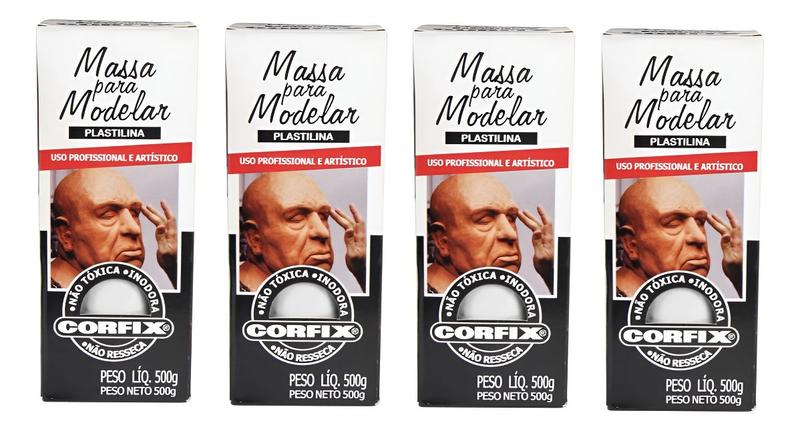 Imagem de Kit Massa Modelar BRANCA (Tipo Clay) Plastilina 2kg - 605107-301