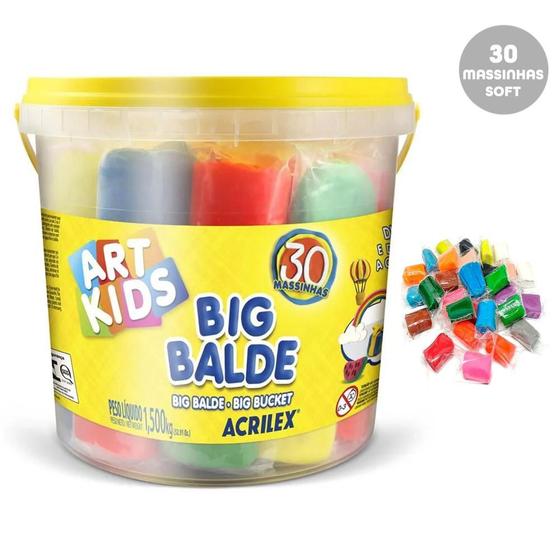 Kit Massa Modelar Soft Big Balde com 30 Massinhas Acrilex Menor preço em Kit Massa Modelar Soft Big Balde com 30 Massinhas Acrilex