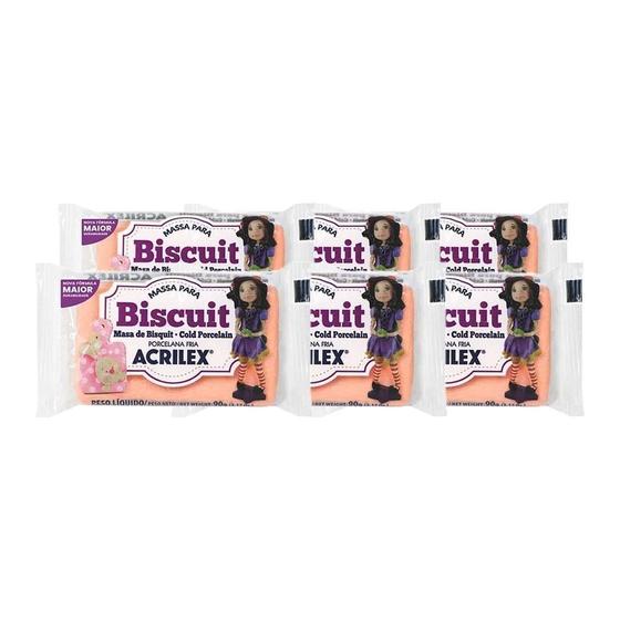 Imagem de Kit Massa Para Biscuit 90G Com 6Un Pêssego Acrilex