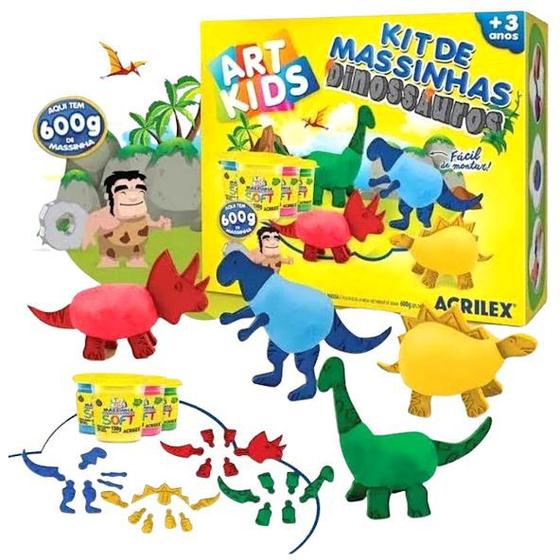 Imagem de Kit Massa Para Modelar Criativa Art Kids Dinossauros Acrilex