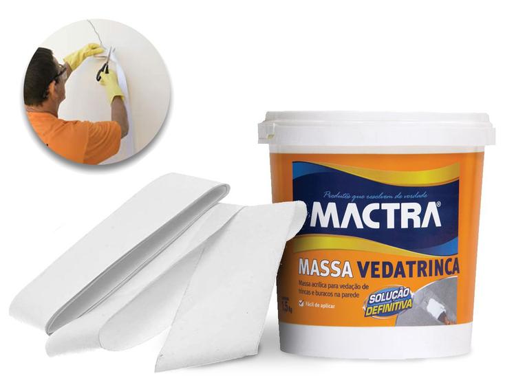 Kit Massa Vedatrinca Mactra + 2 Fita Veda Trinca 10mx5cm Menor preço em Kit Massa Vedatrinca Mactra + 2 Fita Veda Trinca 10mx5cm