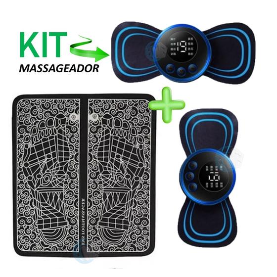 Imagem de KIT Massageador de Pernas Tapete Pulso para Pés e Mini Massageador Eletrico