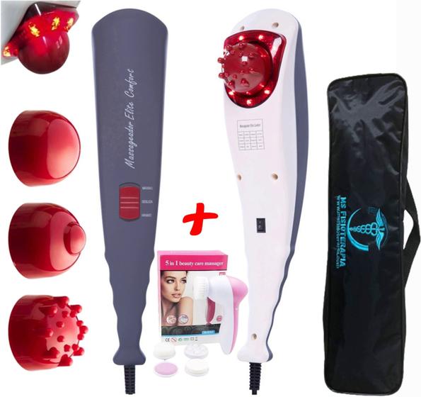 Imagem de Kit Massageador Elétrico com Infravermelho + Escova Massageadora 5 em1