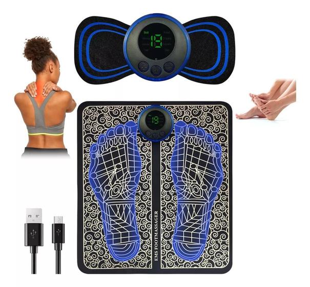 Imagem de Kit Massagem Sereno: Tapete e Mini Massageador Elétrico para Alívio das Dores Musculares e nos Pés