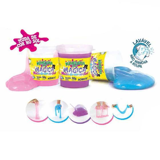 Imagem de Kit Massinha - ART KIDS - Kimeleka Slime Mágica - Muda de Cor - 6 Potes - Acrilex