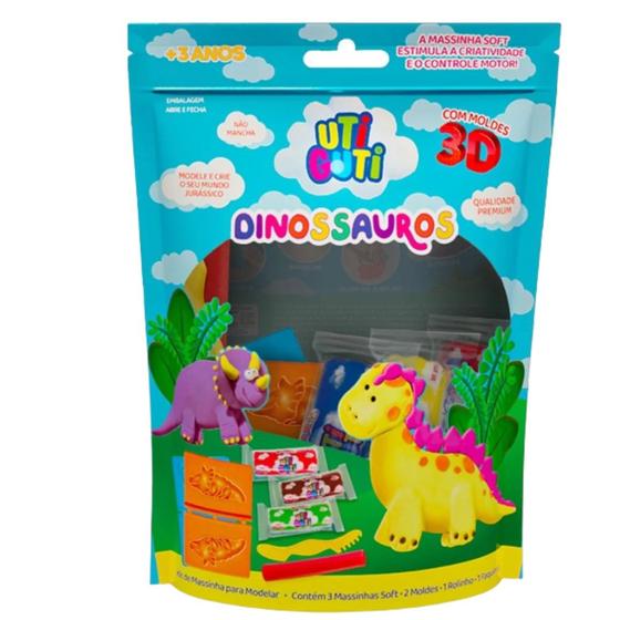 Imagem de Kit Massinha De Modelar Soft Dinossauros Com Moldes 3D 