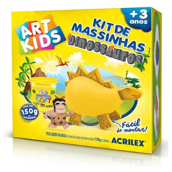 Imagem de Kit Massinha Dinossauro Amarelo 150G Art Kids - Acrilex