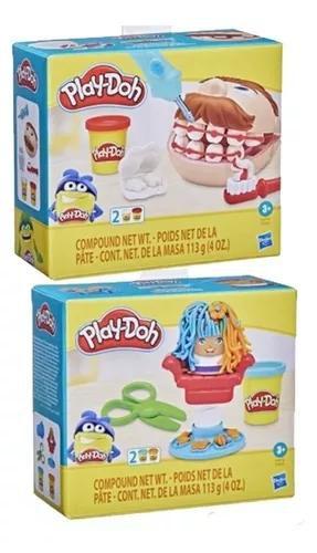 Imagem de Kit massinha mini clássico dentista e barbeiro corte maluco play doh hasbro