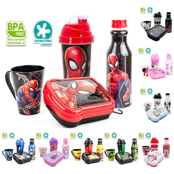 Imagem de Kit Máster Hora do Lanche Garrafa 500ml, Shakeira 580ml, Caneca 360ml, e Sanduicheira