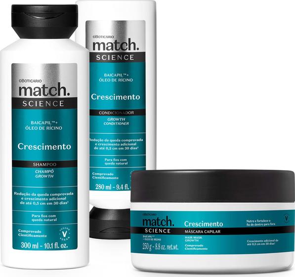 Imagem de Kit Match Science Crescimento: Shampoo+condicionador+mascara