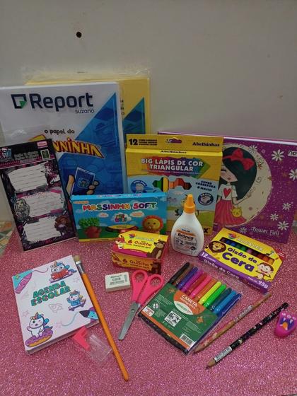 Imagem de Kit material escolar ensino infantil  marcas variadas menina