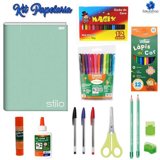 Imagem de Kit Material Escolar Juvenil Infantil Menina Menino Surpresa